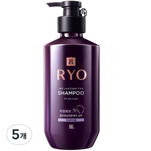 려 자양윤모 9EX 탈모증상전문케어 지성두피용 샴푸, 400ml, 5개