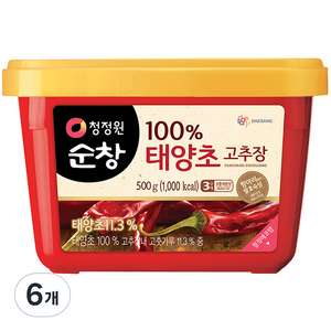 청정원순창 태양초 고추장, 500g, 6개