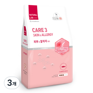 네츄럴랩 강아지 케어 유기농 기능성 사료, 피부/피모+알러지, 6kg, 3개