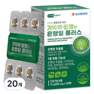 코오롱제약 기억력 혈행엔 은행잎 플러스, 30정, 20개