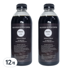 엔커피 콜드브루 브라질 더치커피, 1L, 12개, 1개입
