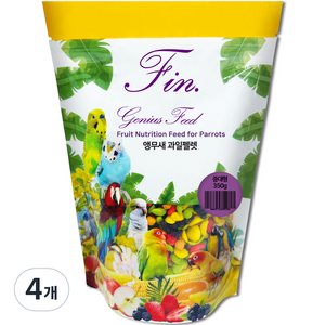 Fin 지니어스피드 후르츠뉴트리션 중대형 앵무새 과일펠렛 사료, 350g, 4개