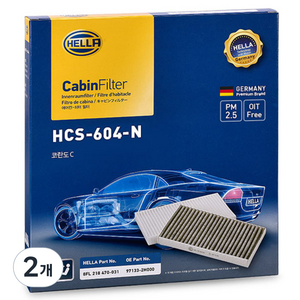 헬라 차량용 에어컨필터, HCS-604-N(코란도 C), 2개