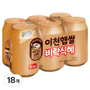 팔도 이천햅쌀 비락식혜, 335ml, 18개