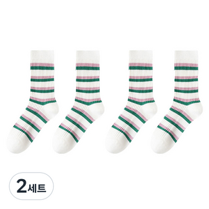 로브로코 여성용 패션 골프 양말 4족 세트, 그린 퍼플 스트라이프, 2세트