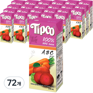 팁코 100% 착즙 ABC 주스, 200ml, 72개