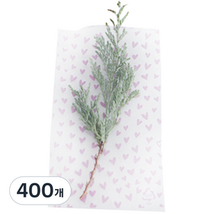 티나피크닉 하트모음 비접착 포장 봉투 연보라 7 x 12 cm, 1개, 400개