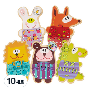 투키토이 원목 동물 실꿰기 세트, 10세트