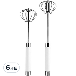 키친초이스 반자동 우유거품기 머랭치기 2종 세트, 실버 + 화이트, 6세트