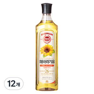 해표 해바라기유, 900ml, 12개