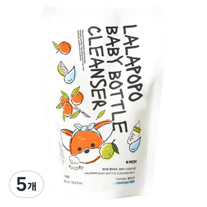 케이맘 랄라포포 젖병식기세정제 쿨라임향 액상형 리필, 400ml, 5개