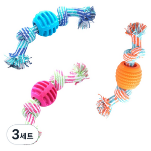 딩동펫 강아지 캔디 실타래 장난감 3종 세트, 01 블루, 02 오렌지, 03 핫핑크, 3세트