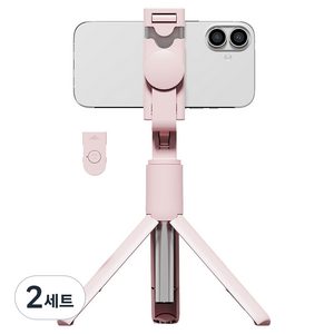 누아트 무선 블루투스 경량 스마트폰 삼각대 셀카봉 세트, N-ST-L01, 핑크, 2개
