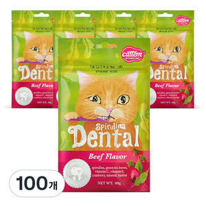 캣템 스피루리나 고양이 덴탈 간식, 비프, 60g, 100개