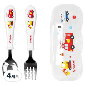 키친유 부릉부릉 편한 스텐 3종 세트, 혼합색상, 스푼 + 포크 + 케이스, 4세트