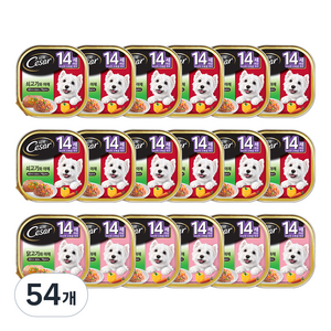 시저 14세 이상 시니어 강아지 버라이어티팩 주식캔 쇠고기 12p + 닭고기 6p, 혼합맛, 100g, 54개