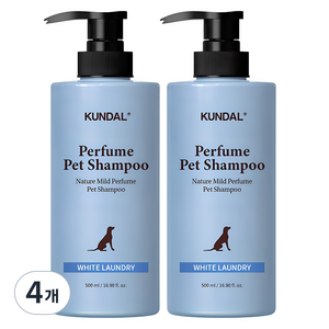 쿤달 네이처 마일드 퍼퓸 애견 샴푸 화이트런더리향, 500ml, 1개입, 4개