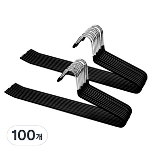 네이쳐리빙 논슬립 코팅 1단 바지걸이, 블랙, 100개