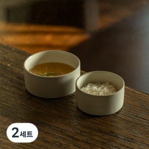 윤도자기 차곡 공기대접 2종 세트, 아이보리, 2세트, 밥공기 + 국대접