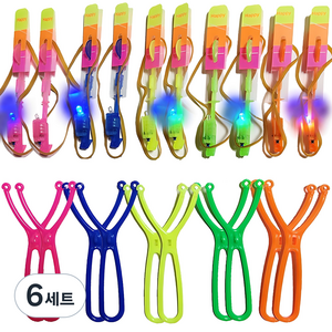 해피슈 LED 불빛 낙하산 새총 완성 OPP 5종 10p, 혼합색상, 6세트