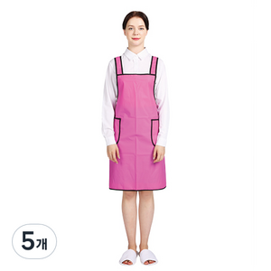 웰프런 우레탄 방수앞치마 검정파이핑 소, 핑크, 5개