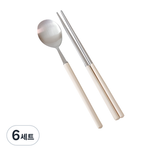 카모메키친 컬러무드 수저세트, 크림옐로우, 숟가락 + 젓가락, 6세트