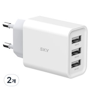 SKY 필 C3 18W 3포트 USB 어댑터 멀티 충전기, 화이트, 2개