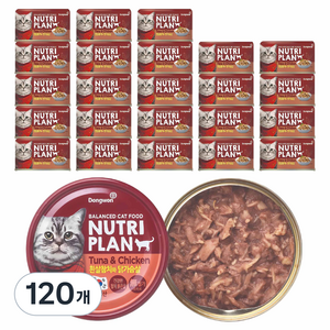 동원뉴트리플랜 고양이 습식캔, 혼합맛(흰살참치/닭가슴살), 160g, 120개