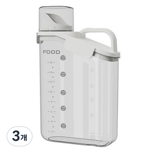 딩동펫 반려동물 심플 이중밀폐 투명 사료통, 화이트, 2.8L, 3개