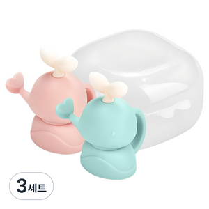 퍼기 유아 이유식 파우치토퍼 고래캡 2종, 3세트, 고래캡 핑크 + 민트 + 케이스