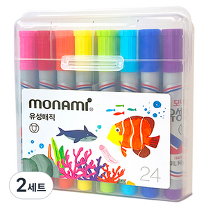 모나미 유성 매직세트 24색, 혼합색상, 2개