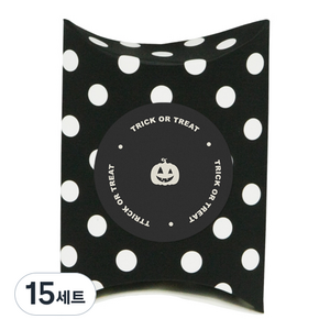 도나앤데코 아주작은반달상자 블랙도트30p + 할로윈 모던 trick or treat 펌킨 원형 4.5cm스티커 30p, 15세트
