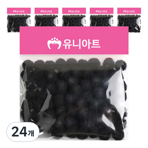 유니아트 1000 퐁퐁 12mm, 검정, 24개