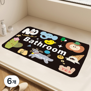 데이소이 낙서 캐릭터 흡착 욕실 욕조 매트 70 x 40 cm, 02 강아지 아이스크림, 6개