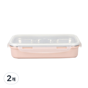 데일리라이크 봉봉 스텐 식판, 02 복숭아, 2개, 식판 + 뚜껑