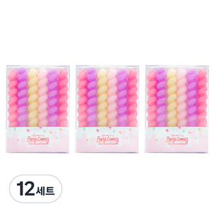 유어캔들 꽈배기 생일초 + 홀더 세트, 핑크홀릭, 12세트