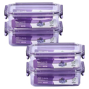 에코센스 히트락 올트라이탄 직사각 밀폐용기 세트, 1세트, 520ml(4p)