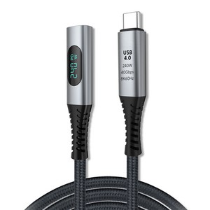엠비에프 USB 4.0 C타입 M C타입 F 240W 40Gbps 연장 케이블, 1개, 50cm