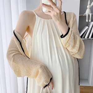 그물 리본 퓨어 임산부 볼레로 카디건