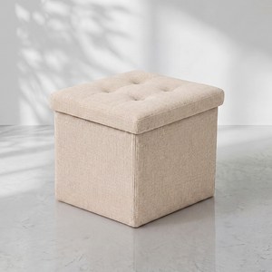 레토 패브릭 스툴 수납 의자 중형, 아이보리, 1개