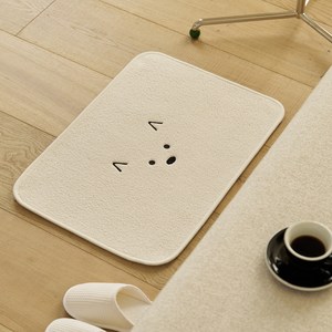 노크노크 귀여운 시바 욕실 극세사 발매트, 아이보리