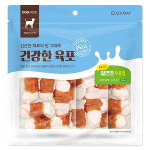 굿데이 강아지 건강한 육포말이 우유껌 간식, 칠면조, 240g, 1개