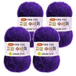 yarna 100g 대용량 고급수세미 뜨개실 4p + A인쇄도안 8종 세트, 114 진보라, 1세트