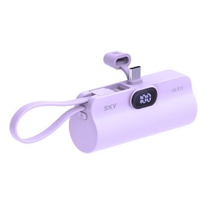 SKY 필 X13 LED 도킹형 일체형 C타입 빌트인 L타입 케이블 스탠드 휴대용 미니 보조배터리, SKY-X13LCL(C타입), 퍼플