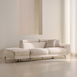 웰퍼니쳐 타엔 무빙헤드 코모도 패브릭 3.5인용 좌형 소파 + 스툴 + 쿠션 2p 세트 방문설치, 아이보리