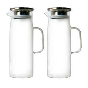 티도요 스텐뚜껑 내열유리 물병 2p, 혼합색상, 1.2L, 2개
