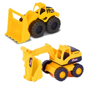 부추카 라이노 모래놀이 중형 포크레인 + 불도저 중장비 장난감 세트, Yellow + Black, 1개