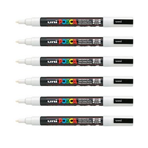 포스카 컬러마커 PC-3M WHITE, 6개, 1색