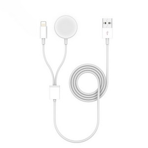 루아러블 애플워치 호환 충전독 마그네틱 USB 고속 충전기 충전 케이블 2in1, 화이트, 1개