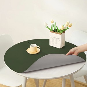 모노플리 방수 원형 투톤 테이블 매트, 그린그레이, 60cm, 1개